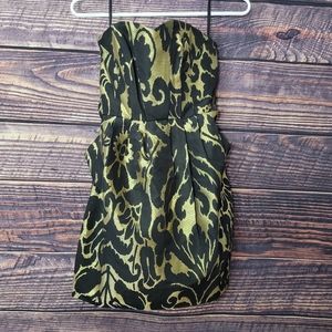 Size 2 H&M Strapless Black and Gold Bubble Dress with Pockets.